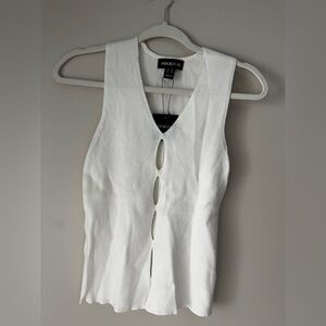 Arden B White Ribbed Keyhole Front Tank